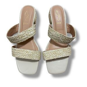 Joie Niki Raffia Straw Block Heel Sandals Women 10 Coastal Summer Style